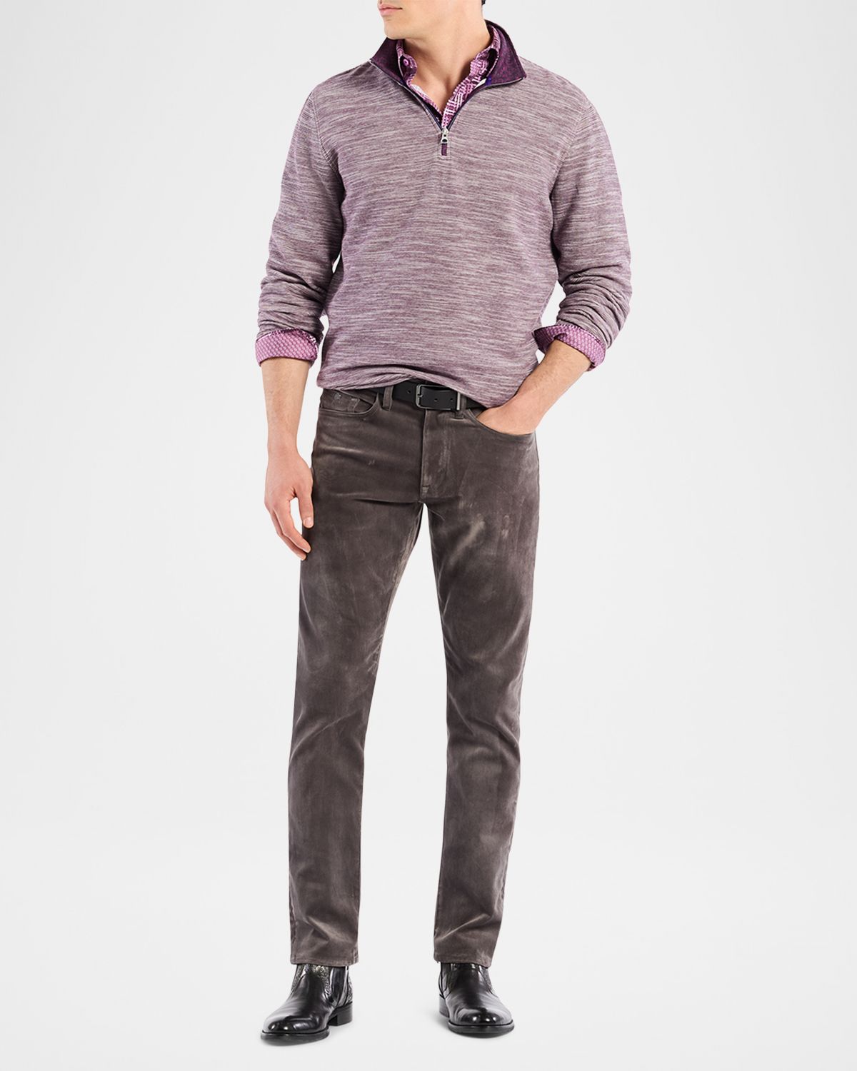 Robert Graham Men 's Heathered Knit Quarter-Zip Sweater