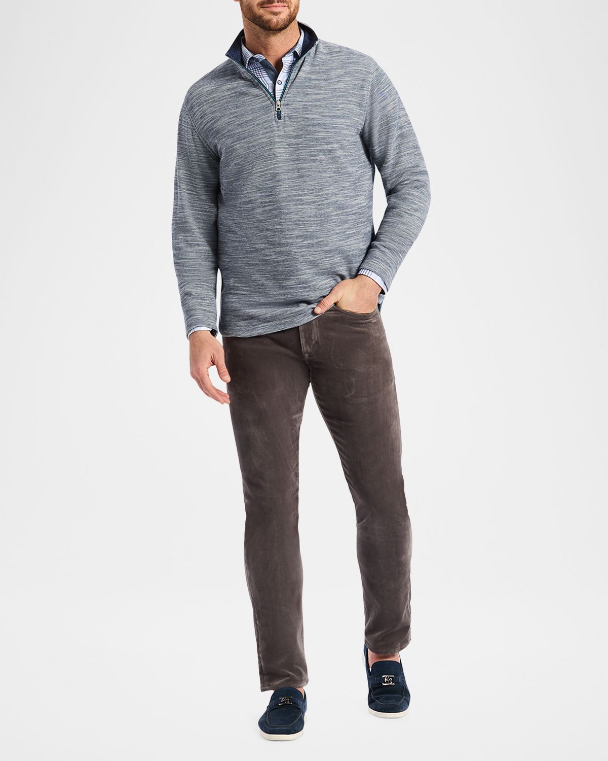 Robert Graham Men 's Heathered Knit Quarter-Zip Sweater