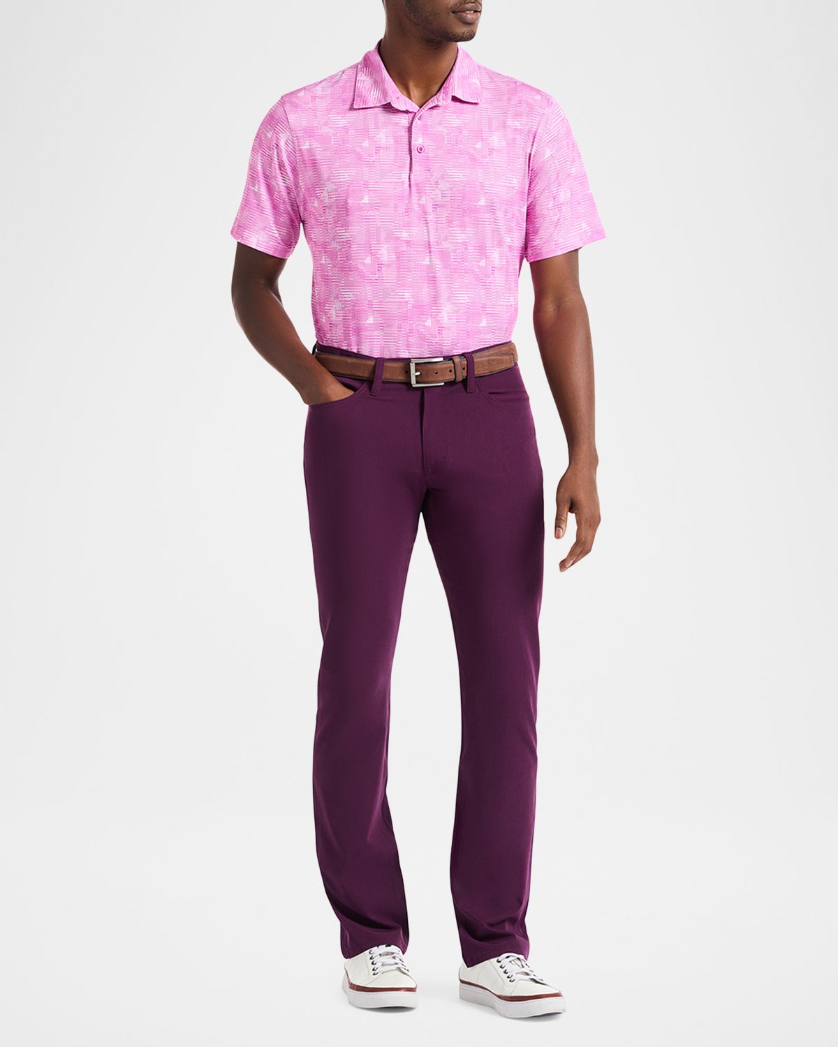 Robert Graham Men 's Norlen Geometric Stretch Knit Polo Shirt