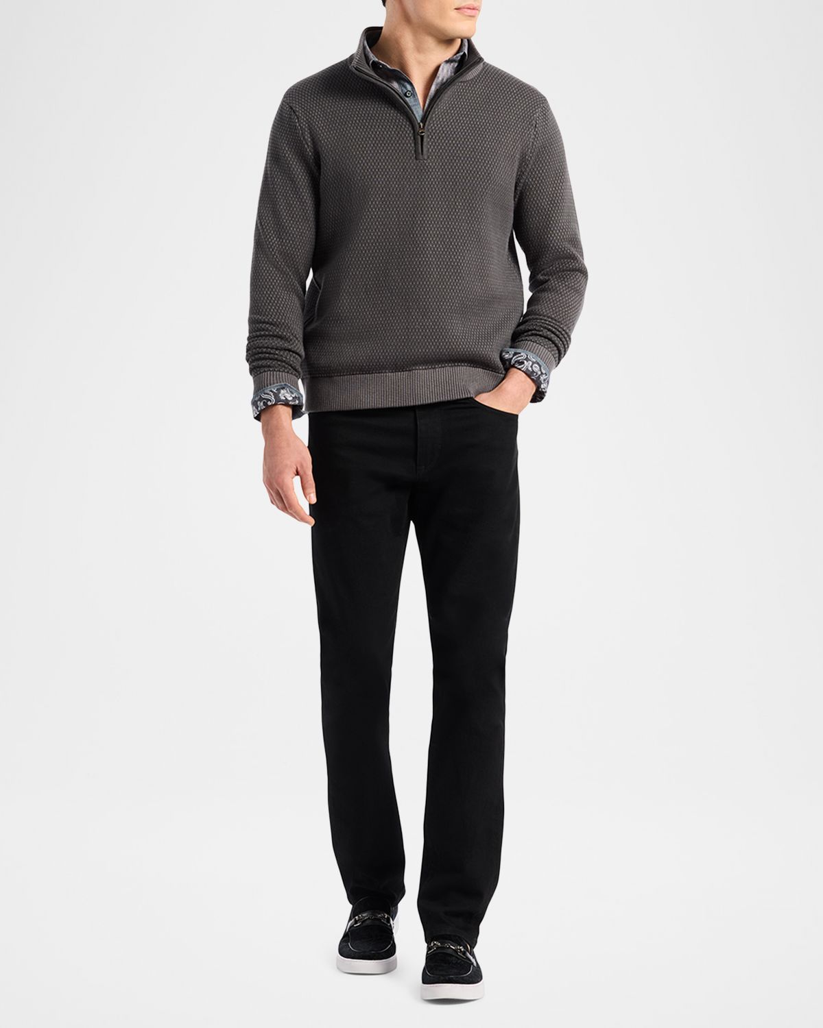 Robert Graham Men 's Walton Texture Knit Quarter-Zip Sweater