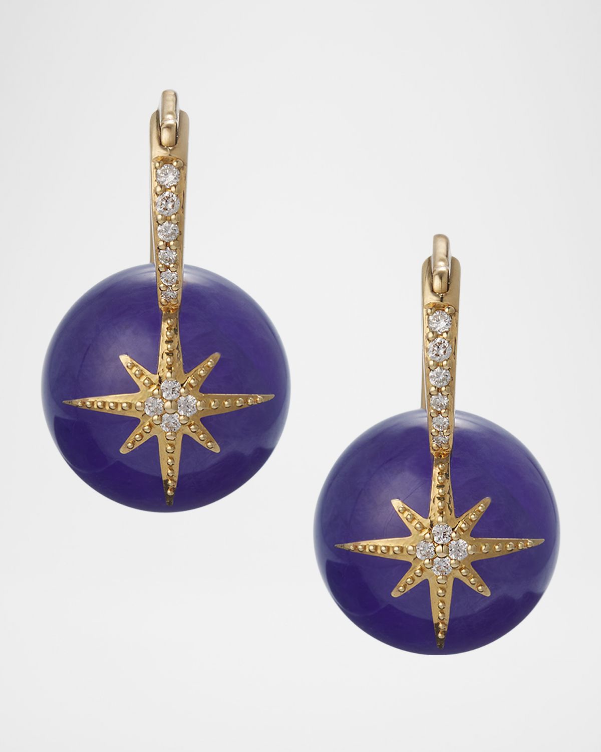 Sydney Evan 14K Pave Starburst Bead Earrings