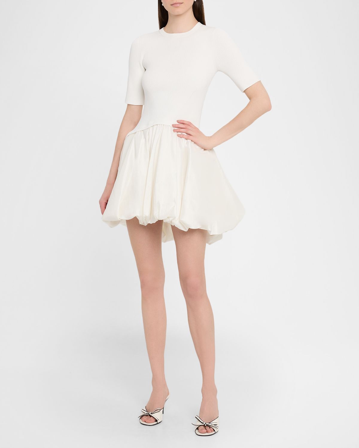 SIMKHAI Kenny Mixed Media Bubble Mini Dress