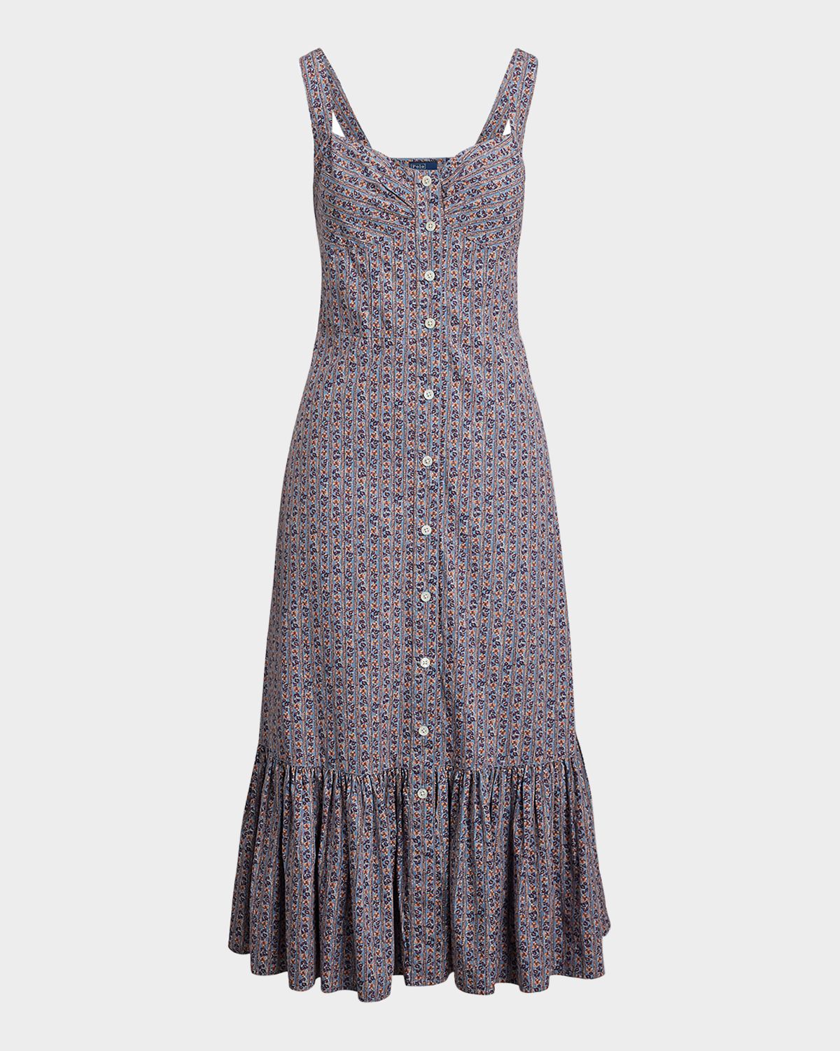Polo Ralph Lauren Floral Cotton Buttoned Midi Dress