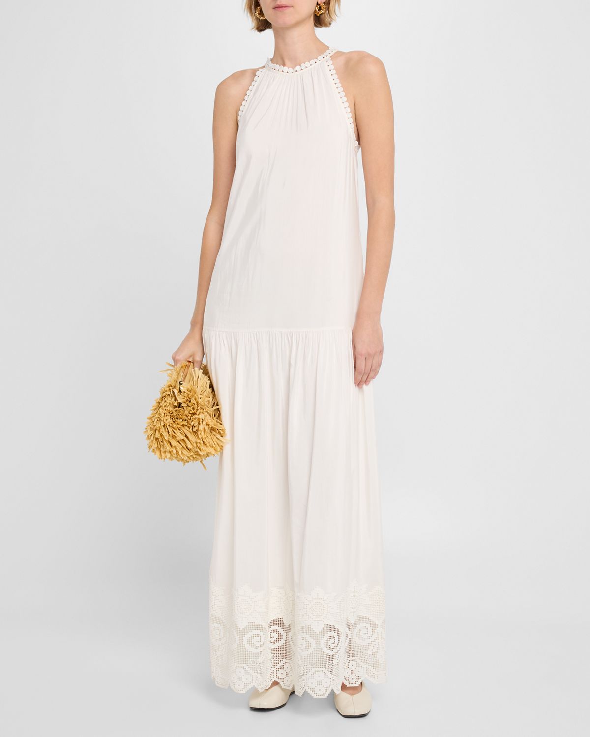 Kobi Halperin Teri Lace-Trim Halter Maxi Dress