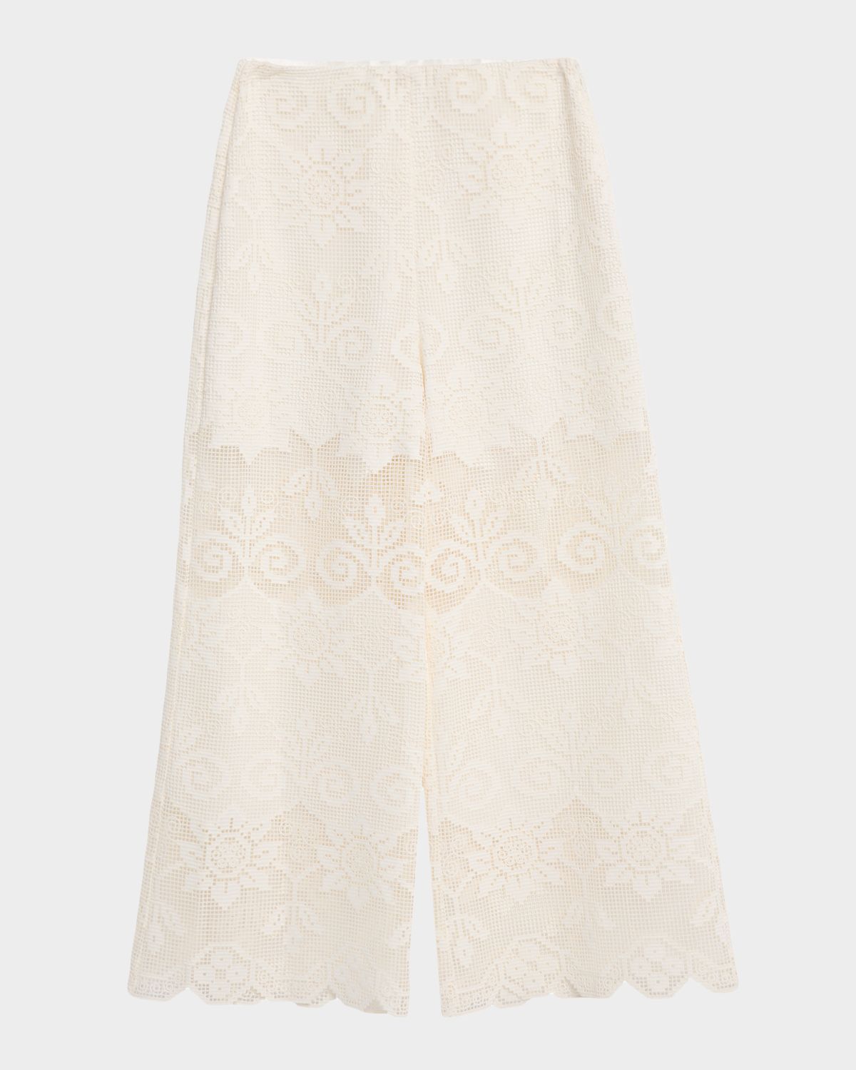 Kobi Halperin Gina Wide-Leg Geometric Floral Lace Pants