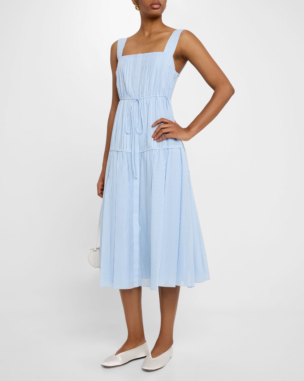 Kobi Halperin Reina Striped Cotton-Silk Midi Dress