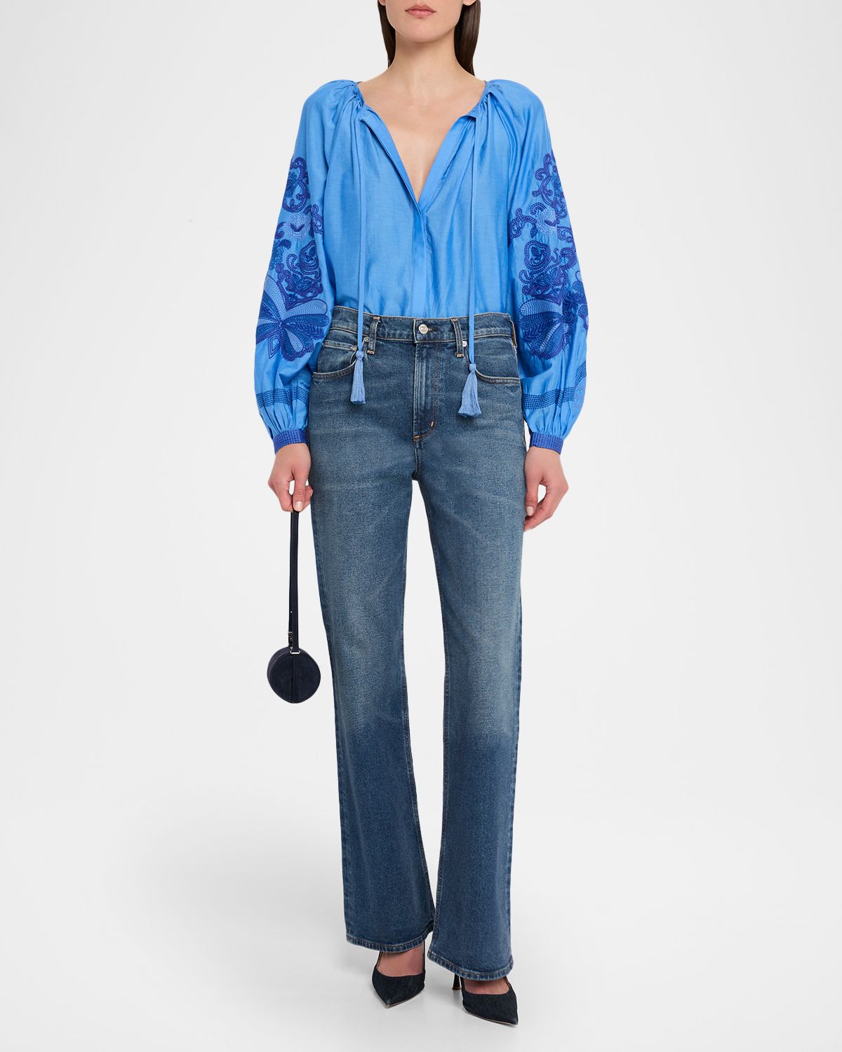 Kobi Halperin Addie Embroidered Cotton-Silk Blouse