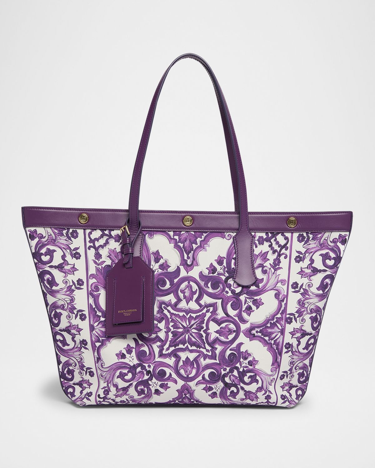 Dolce & Gabbana Majolica-Print Canvas Shopping Tote Bag