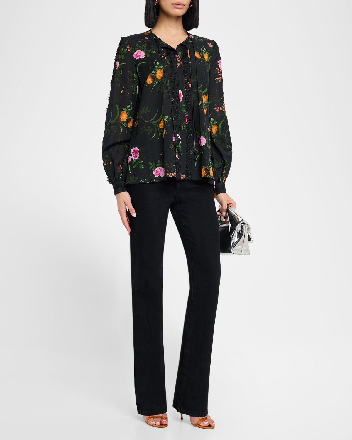 Kobi Halperin Ren Floral-Print Cutout Blouse