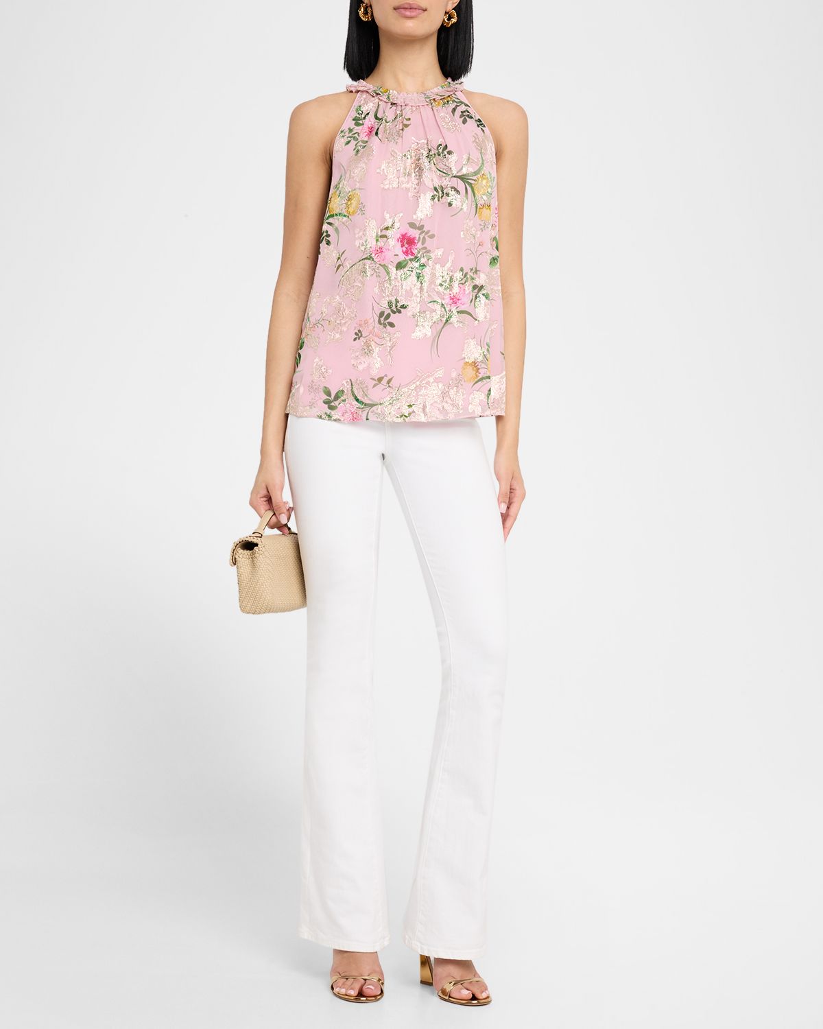 Kobi Halperin Charles Floral-Print Fil Coupe Halter Blouse