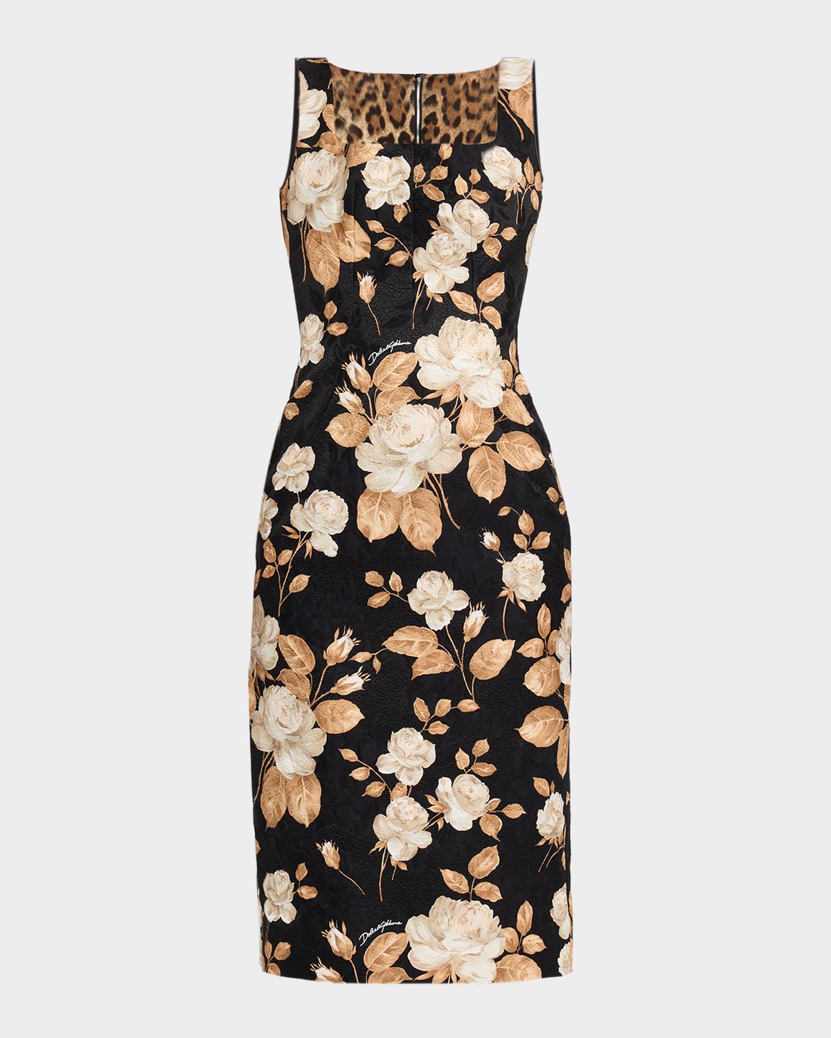 Dolce & Gabbana Vintage Floral Brocade Sleeveless Midi Dress