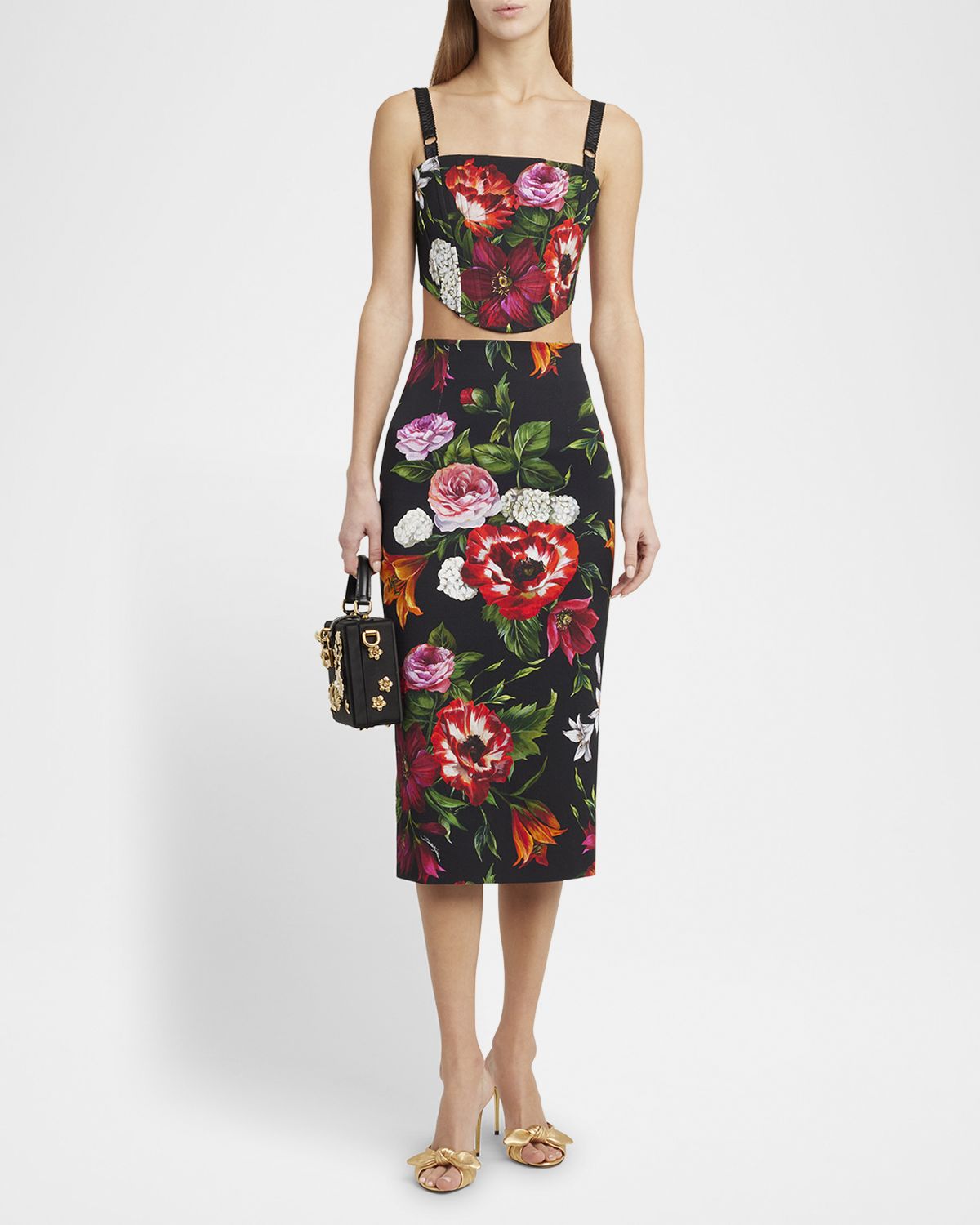 Dolce & Gabbana Anemone Floral Crop Corset Top