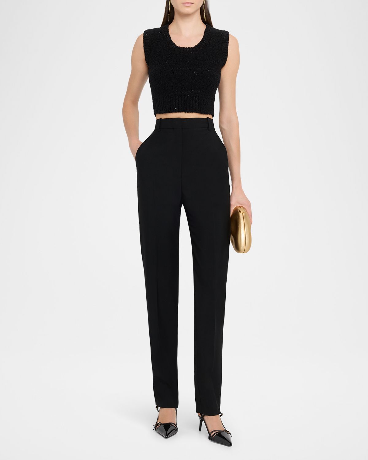 Dolce & Gabbana Misto Paillette Boucle Crop Tank Top