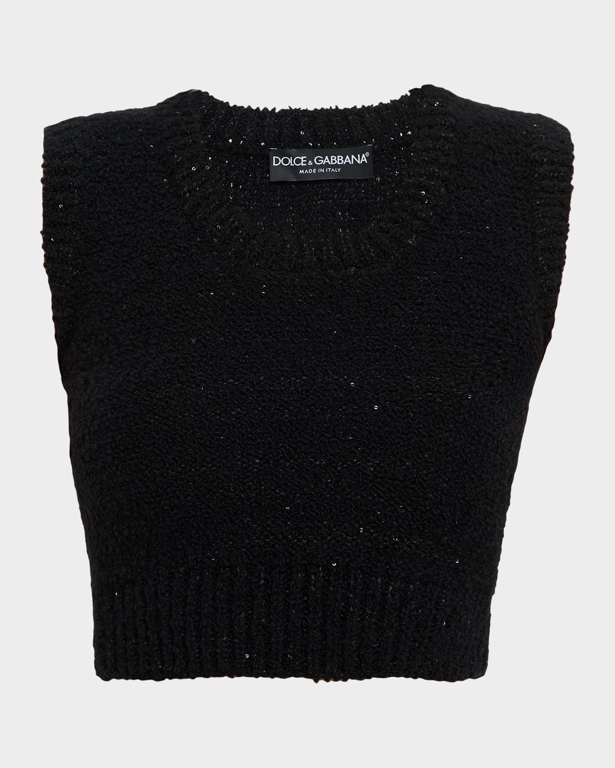 Dolce & Gabbana Misto Paillette Boucle Crop Tank Top