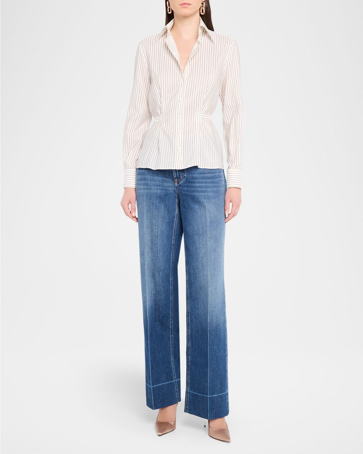 Dolce & Gabbana Pinstripe Tie-Waist Shirt