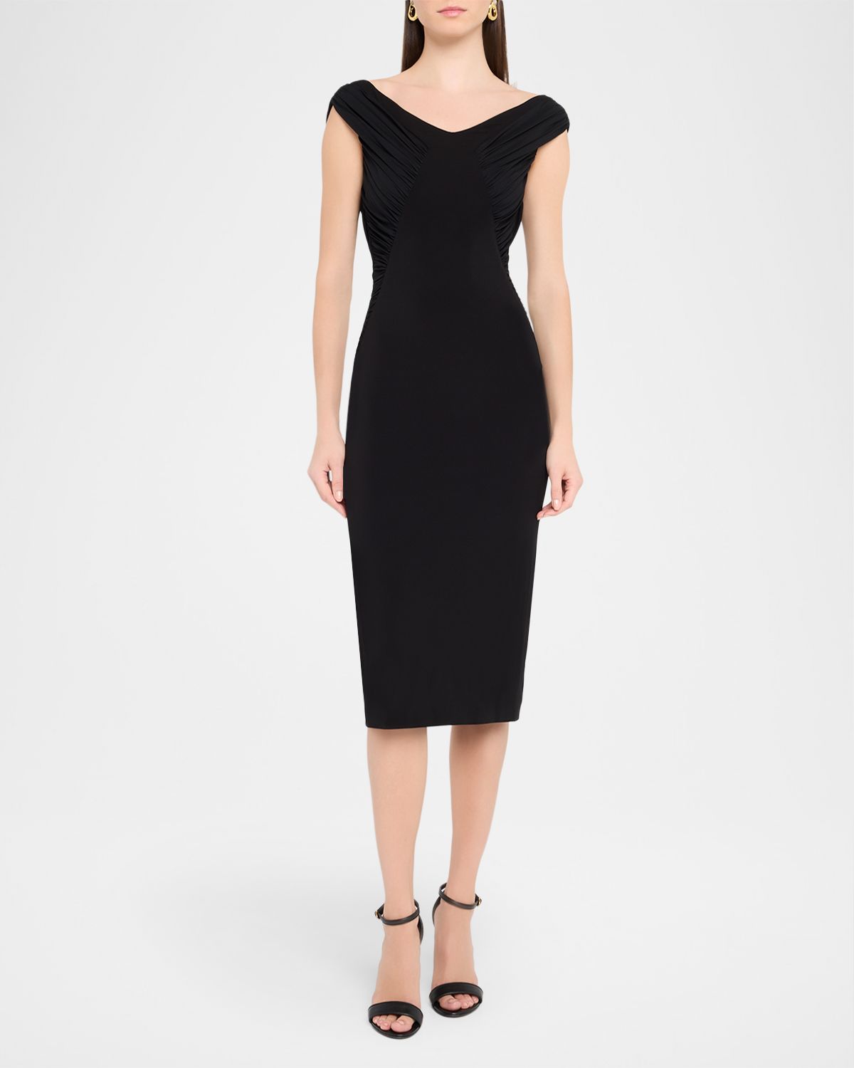 Dolce & Gabbana Ruched Organzino Crepe Midi Sheath Dress
