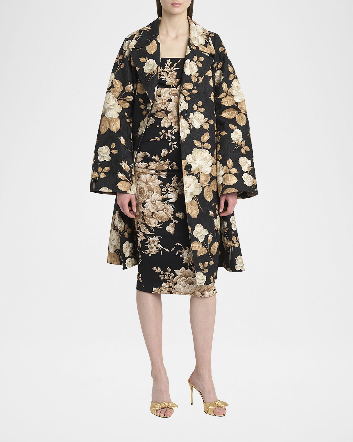 Dolce & Gabbana Floral Print Crinkle Coat