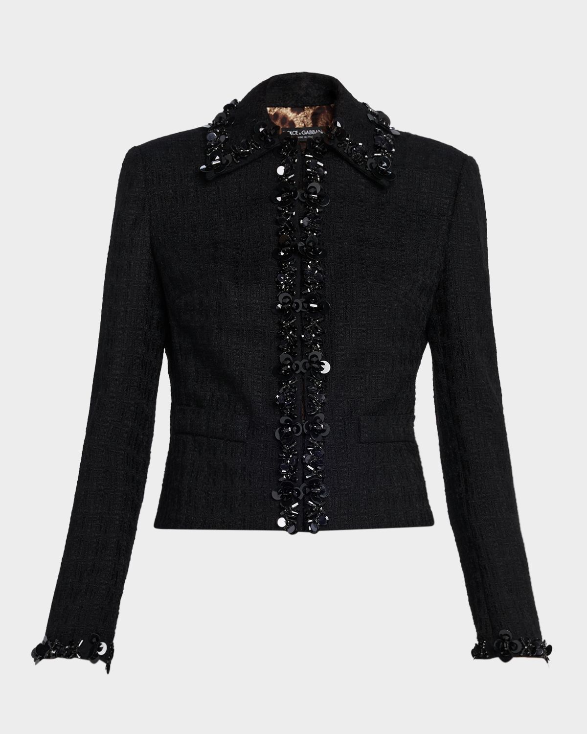 Dolce & Gabbana Short Sequined Stretch Mat Jacket