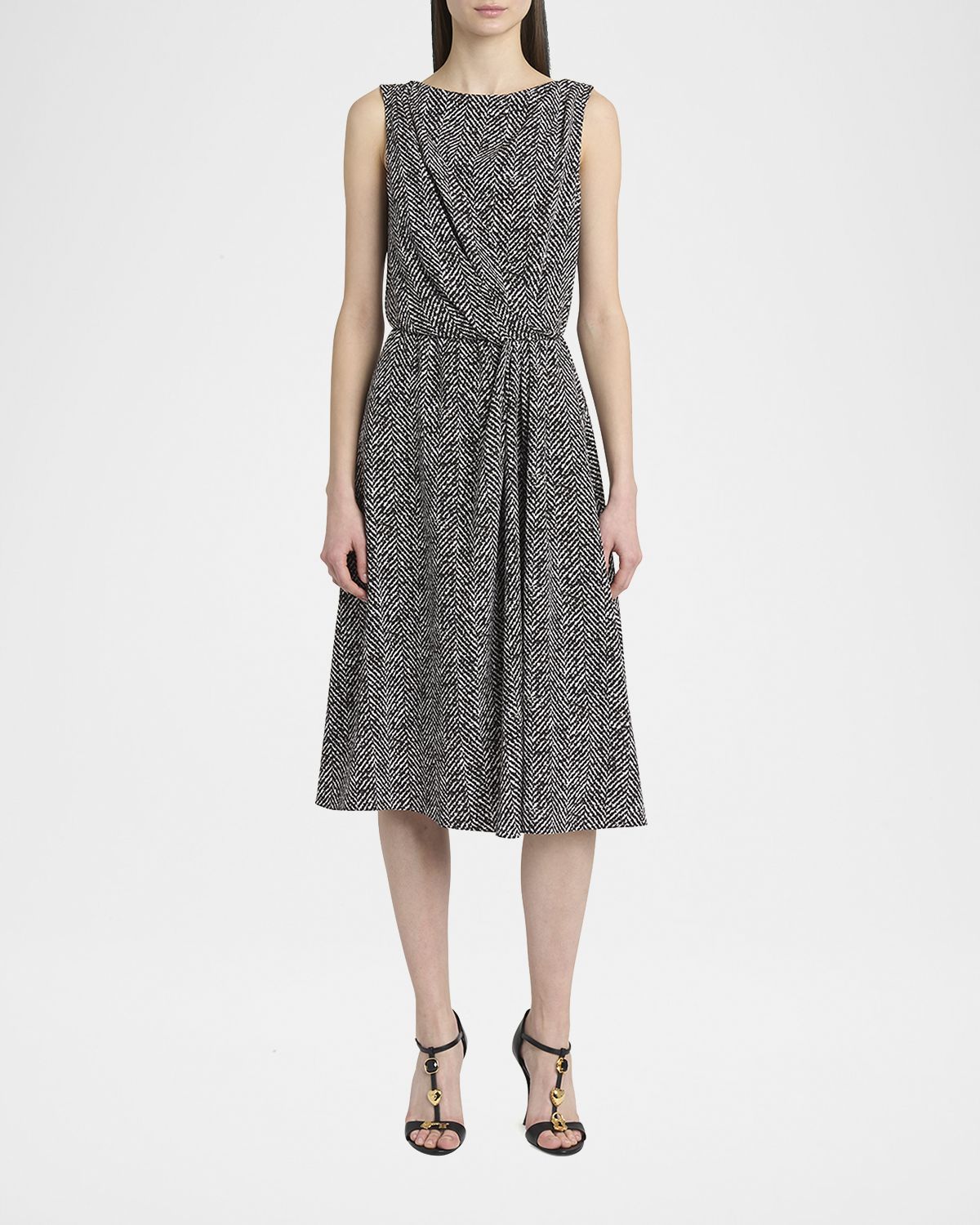 Dolce & Gabbana Draped Chevron Crepe Midi Dress