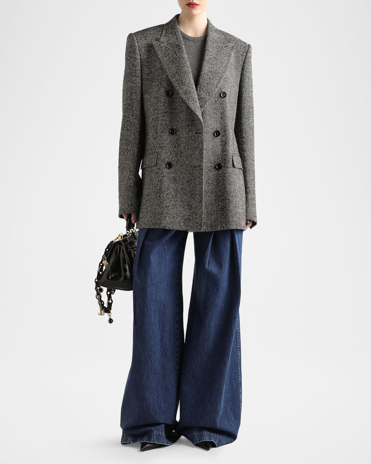 Dolce & Gabbana Pleated Wide-Leg Denim Jeans