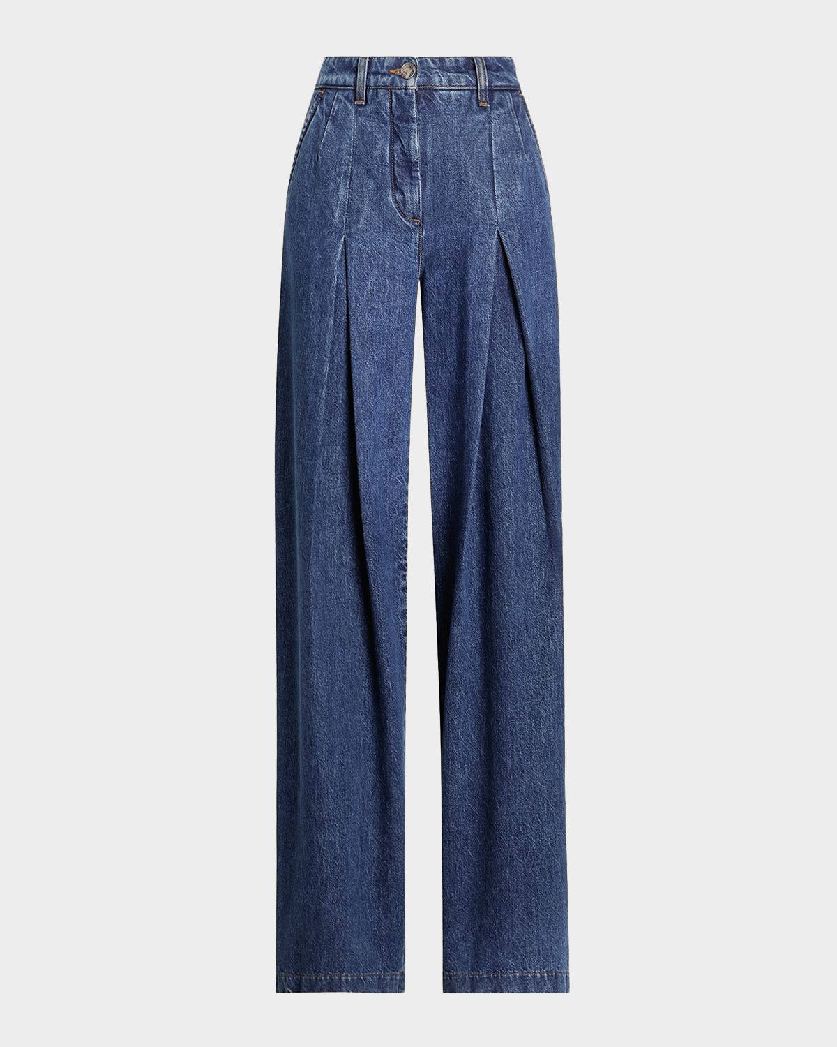 Dolce & Gabbana Pleated Wide-Leg Denim Jeans