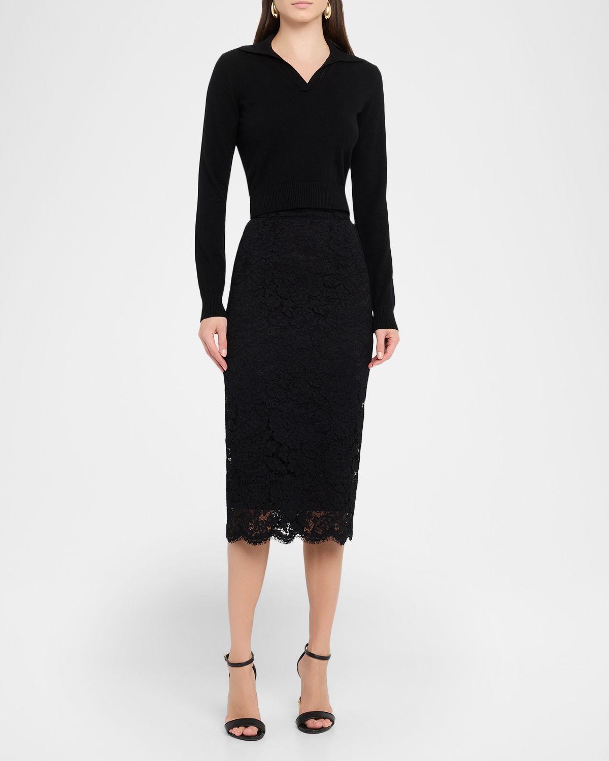 Dolce & Gabbana Cashmere Crop Henley Sweater