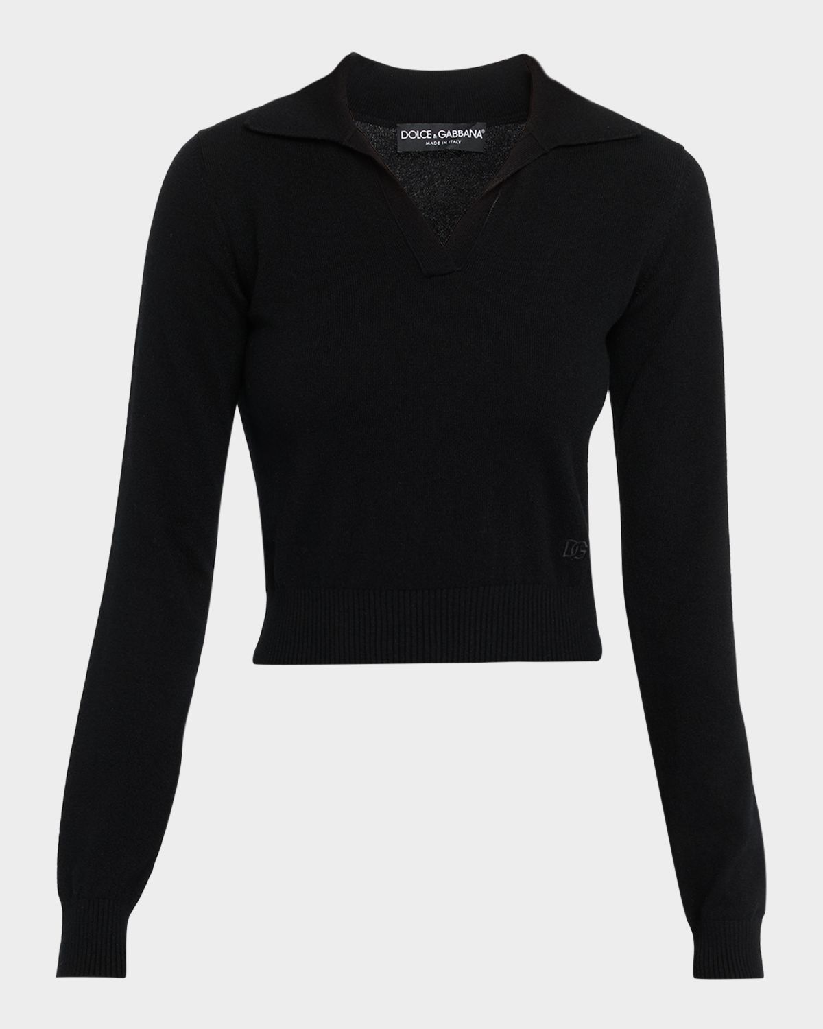 Dolce & Gabbana Cashmere Crop Henley Sweater
