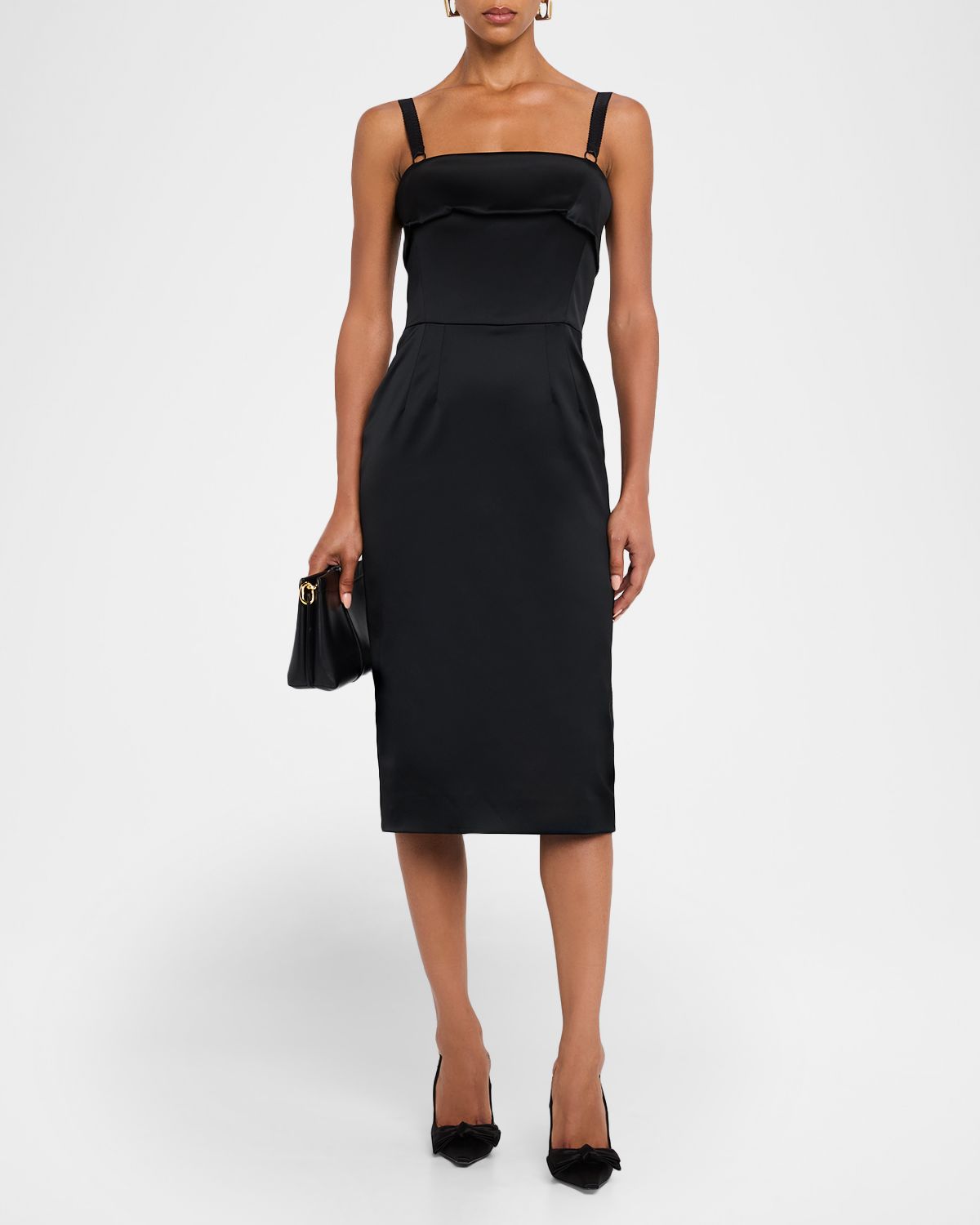 Dolce & Gabbana Satin Sleeveless Sheath Midi Dress
