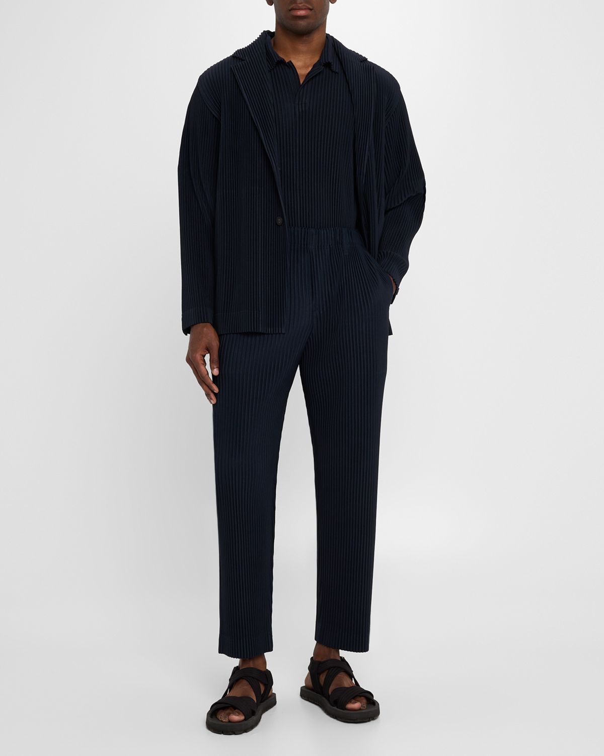 Homme Plisse Issey Miyake Men 's Pleated Single-Breasted Sport Coat