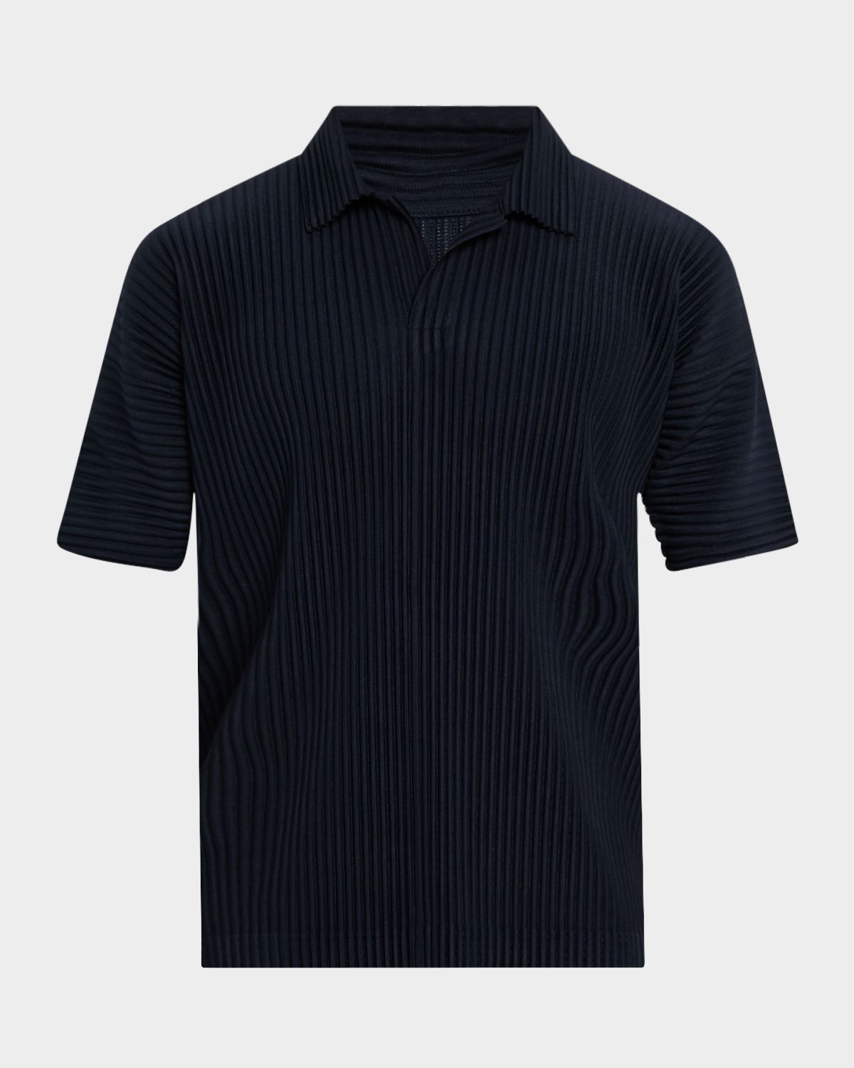 Homme Plisse Issey Miyake Men 's Pleated Johnny Collar Polo Shirt