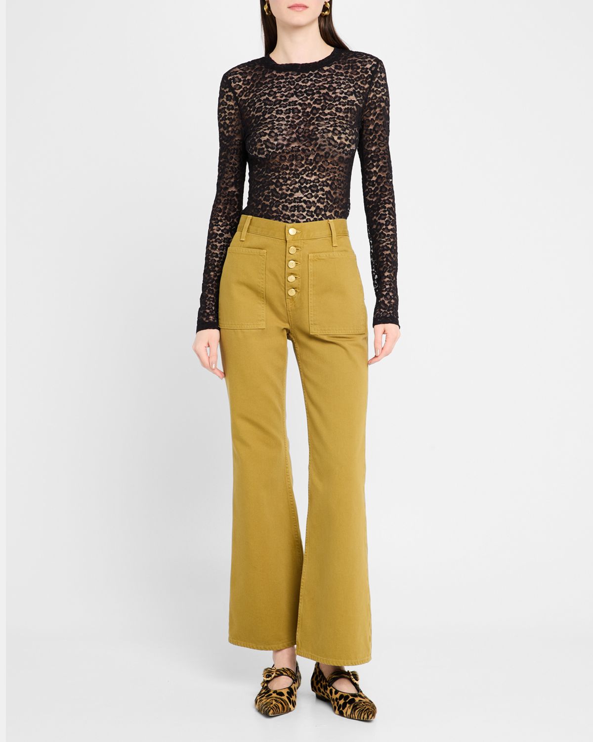 Ulla Johnson Anise Leopard Long-Sleeve Top