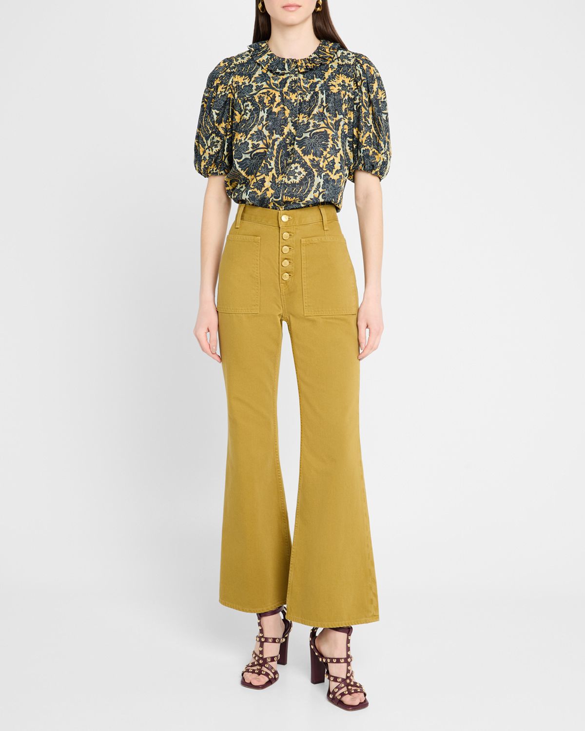 Ulla Johnson Amari Ruffle Short-Sleeve Blouse