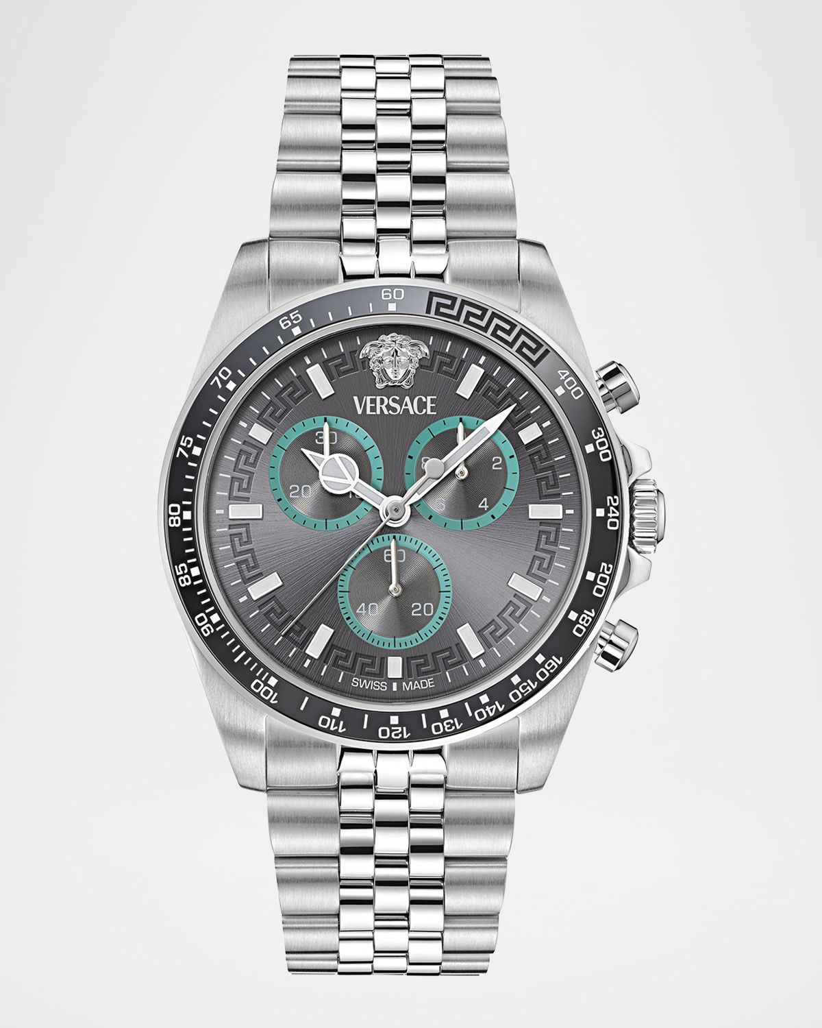 Versace Greca Chrono Wave 43MM Stainless Steel Bracelet Watch
