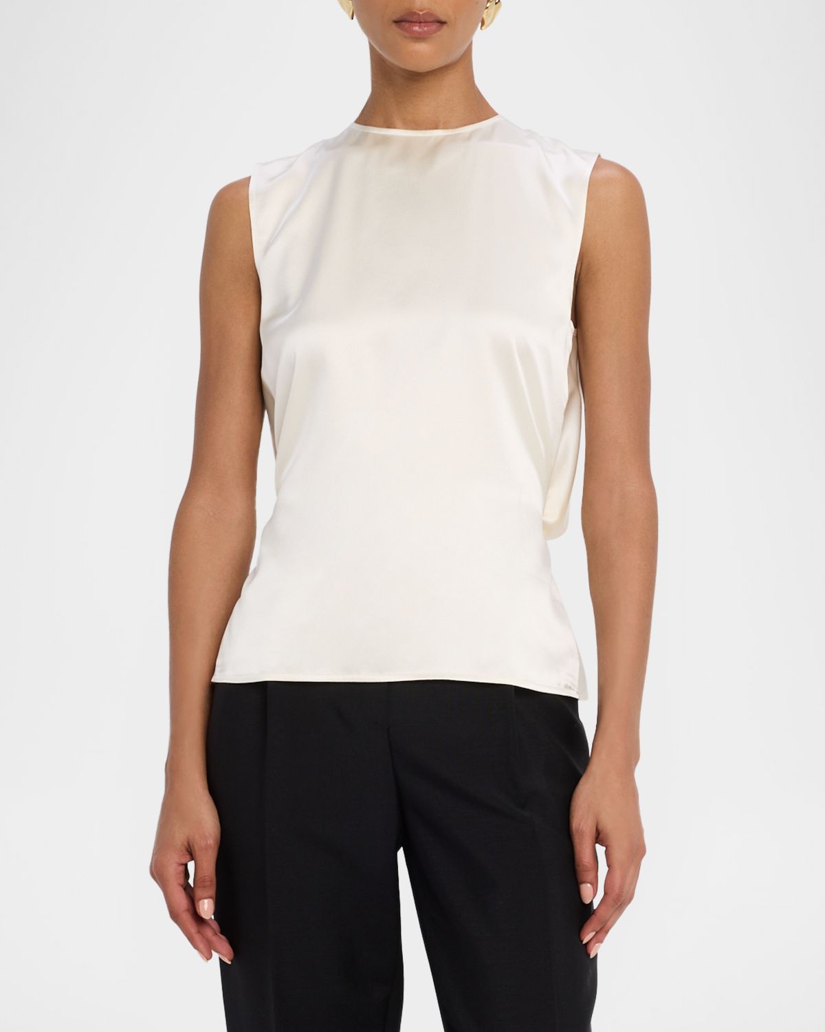 Helmut Lang Sleeveless Draped Silk Scarf Top