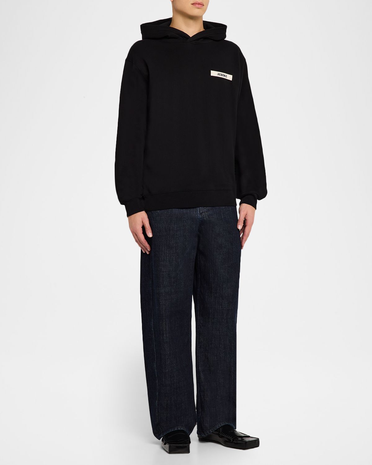 Jacquemus Men 's Grosgrain Logo Cotton Hoodie