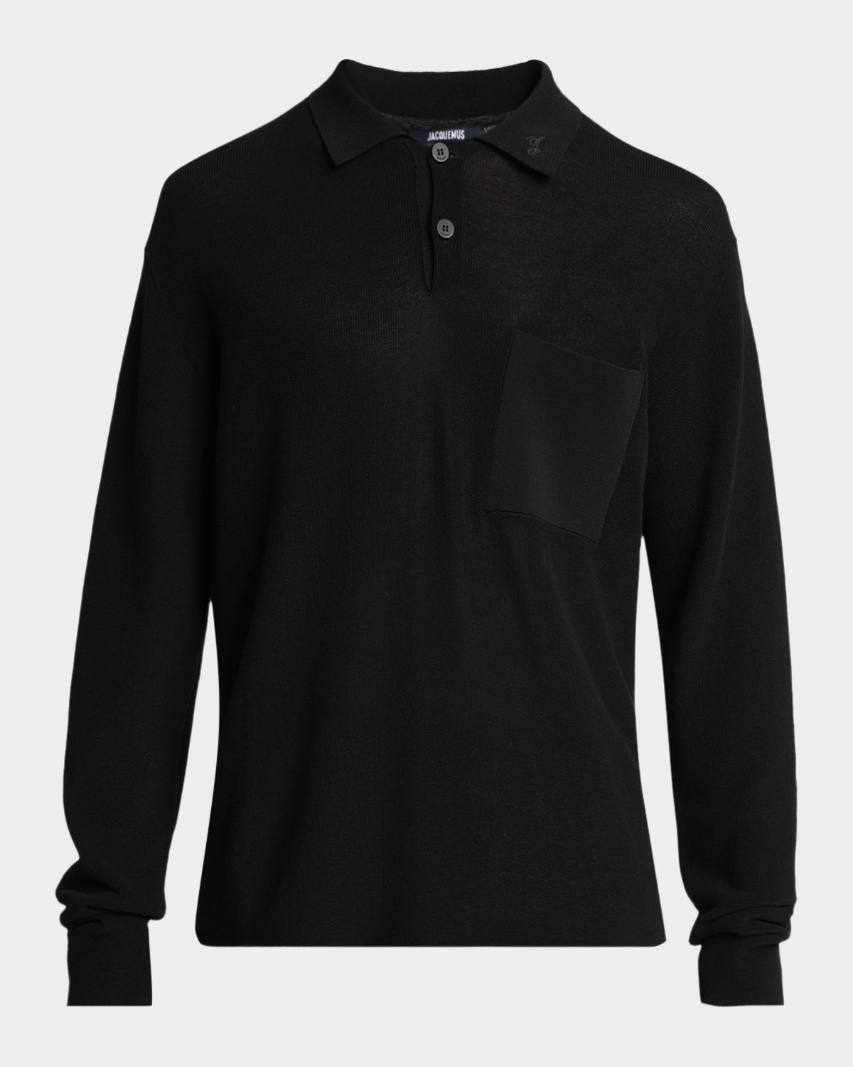 Jacquemus Men 's The Tricot Knit Long-Sleeve Pocket Polo Shirt