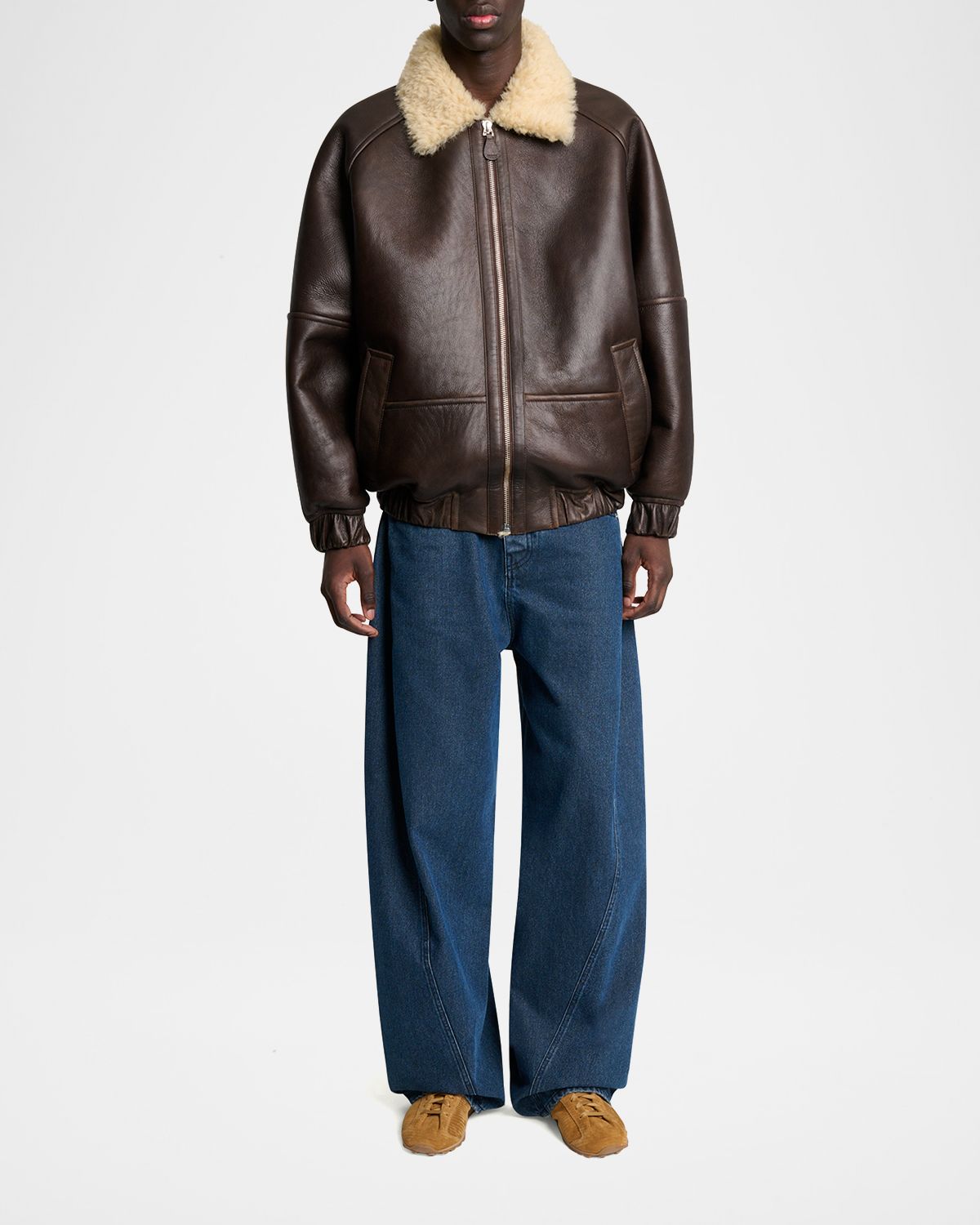 Jacquemus Men 's Leather and Shearling Bomber Jacket