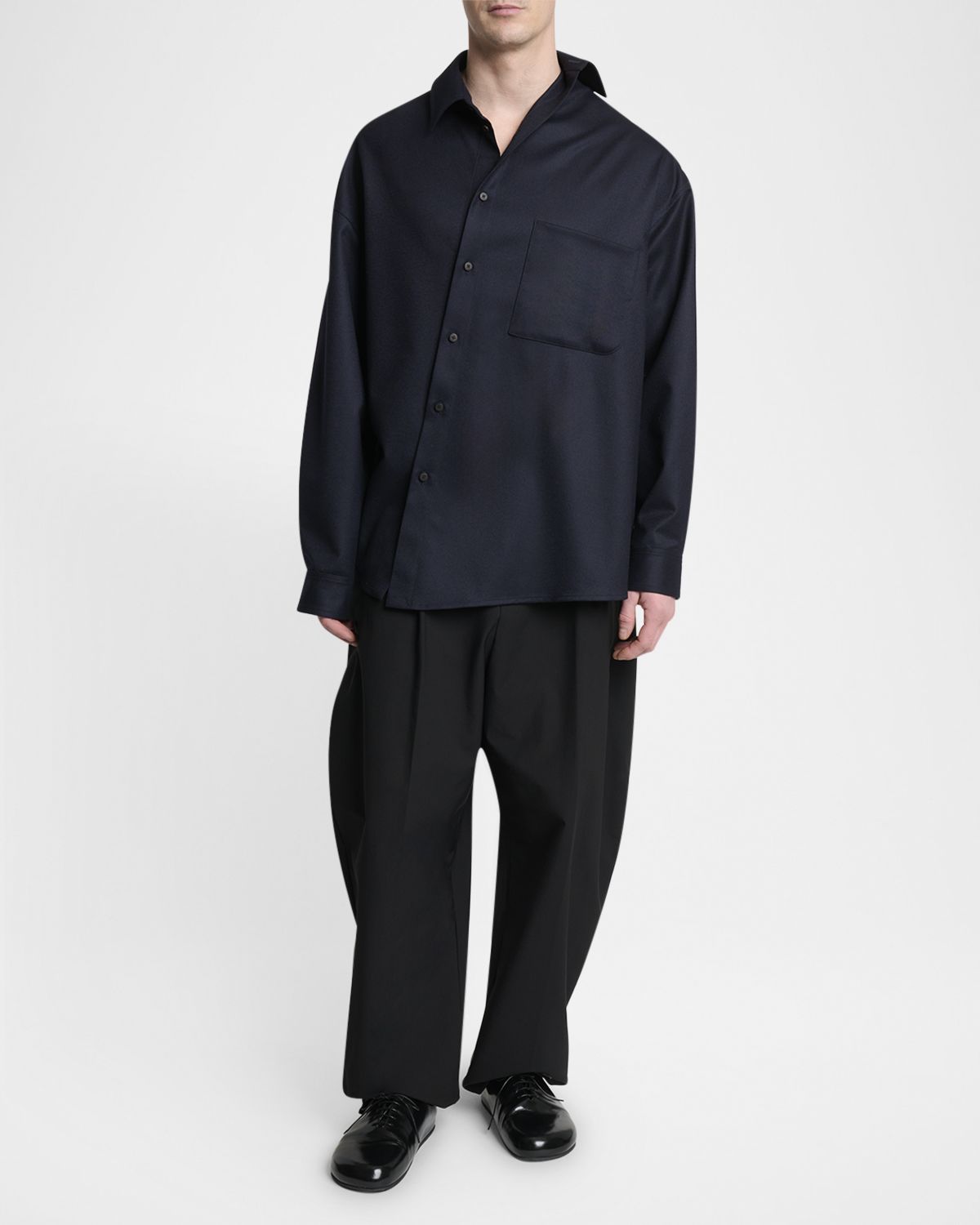 Jacquemus Men 's The Cuadro Asymmetric Wool Pocket Button-Down Shirt