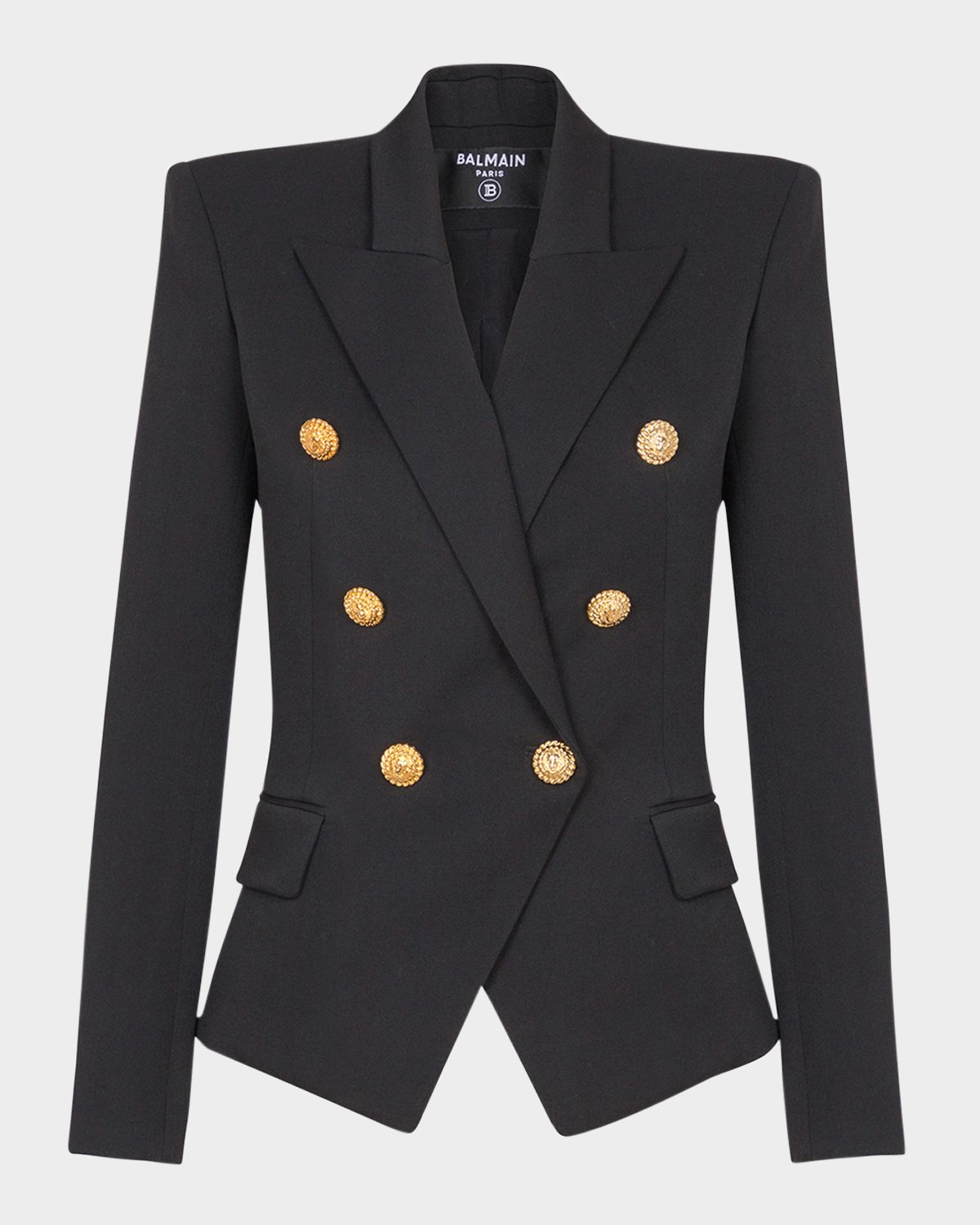 Balmain 6-Button Fitted Wool Jacket