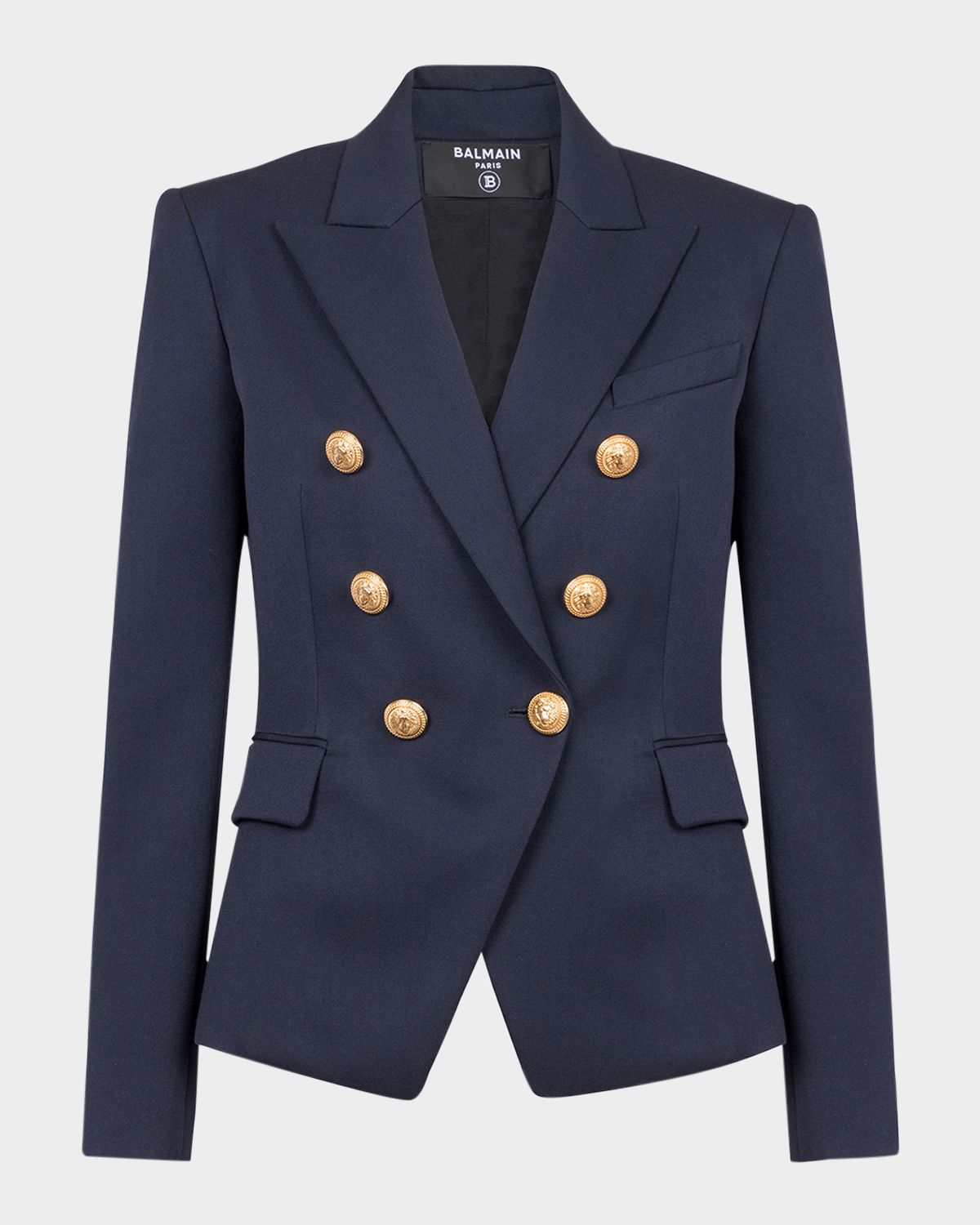 Balmain 6-Button Fitted Wool Jacket