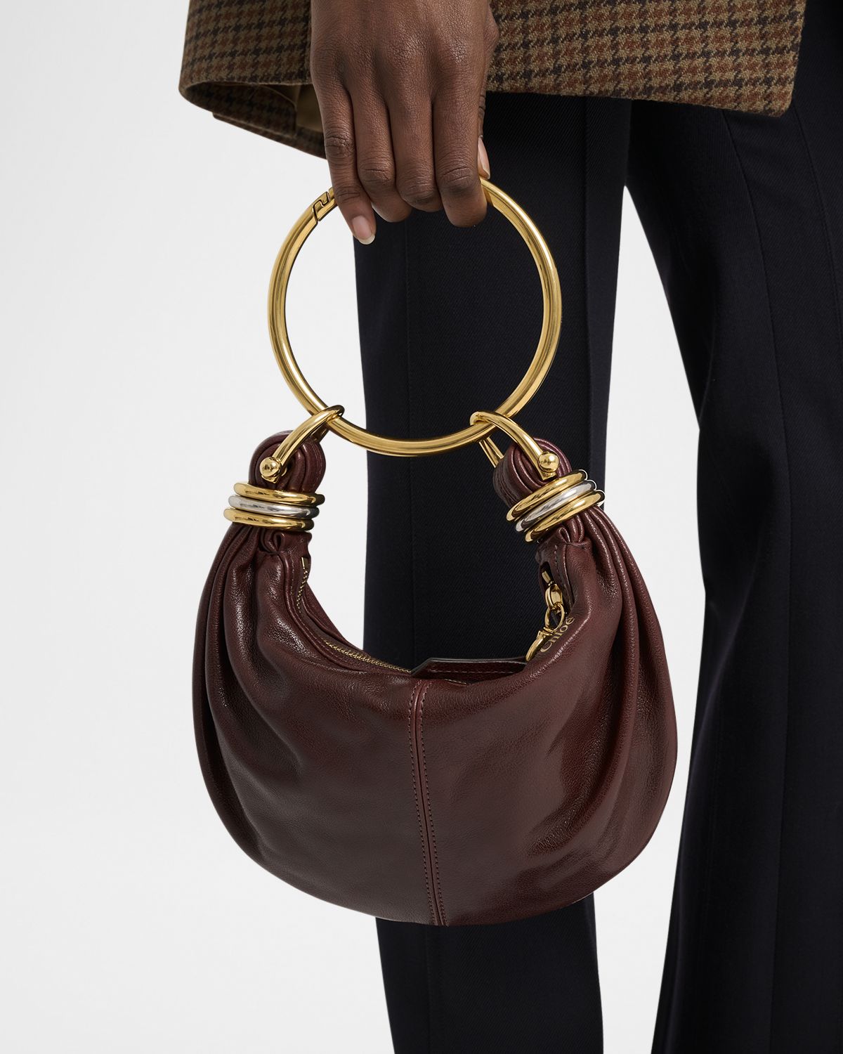 Chloe Brarcelet Mini Top-Handle Bag in Grained Leather