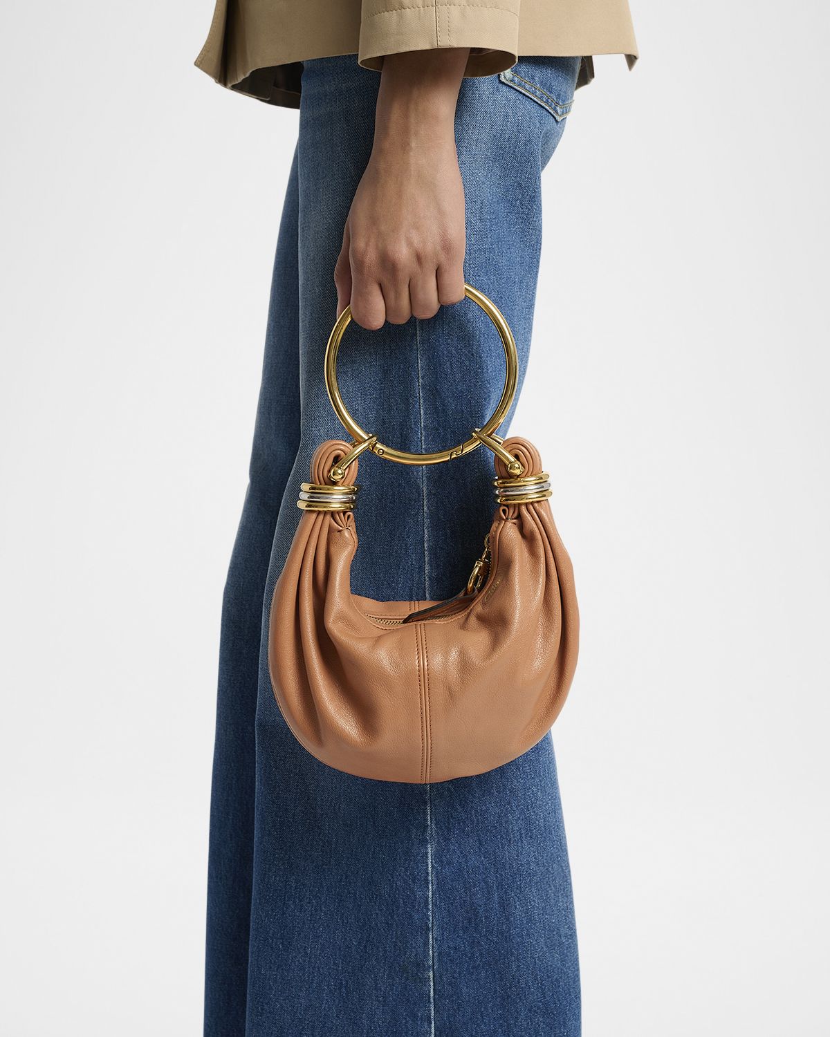 Chloe Brarcelet Mini Top-Handle Bag in Grained Leather
