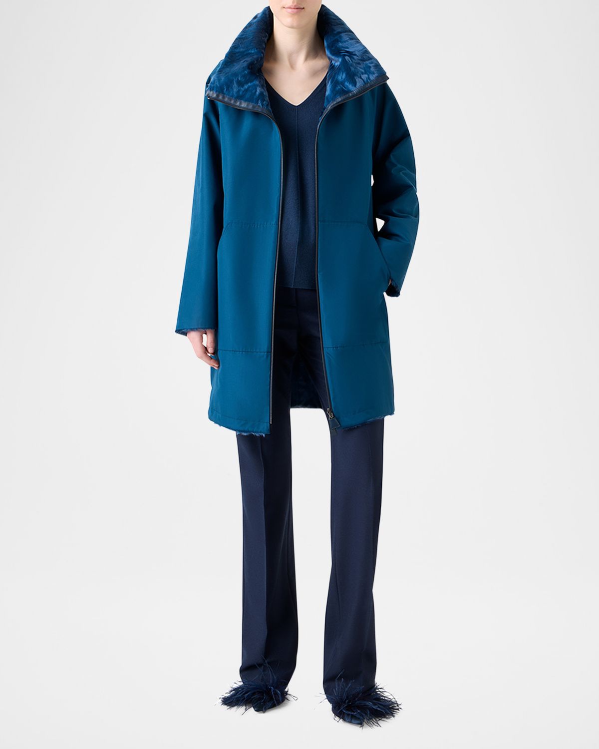 Akris Gregory Reversible Lamb Shearling Parka