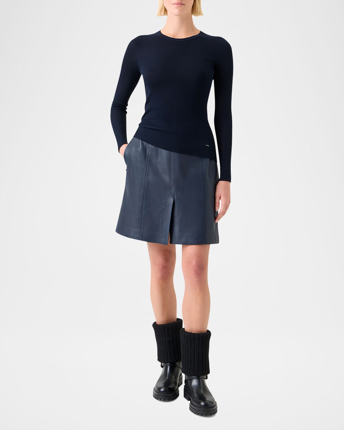 Akris Seamless Rib Knit Fitted Sweater