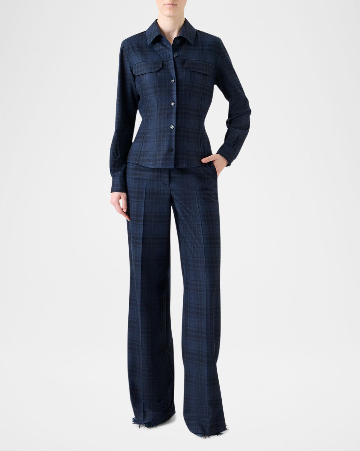 Akris Long-Sleeve Check Flannel Shirt