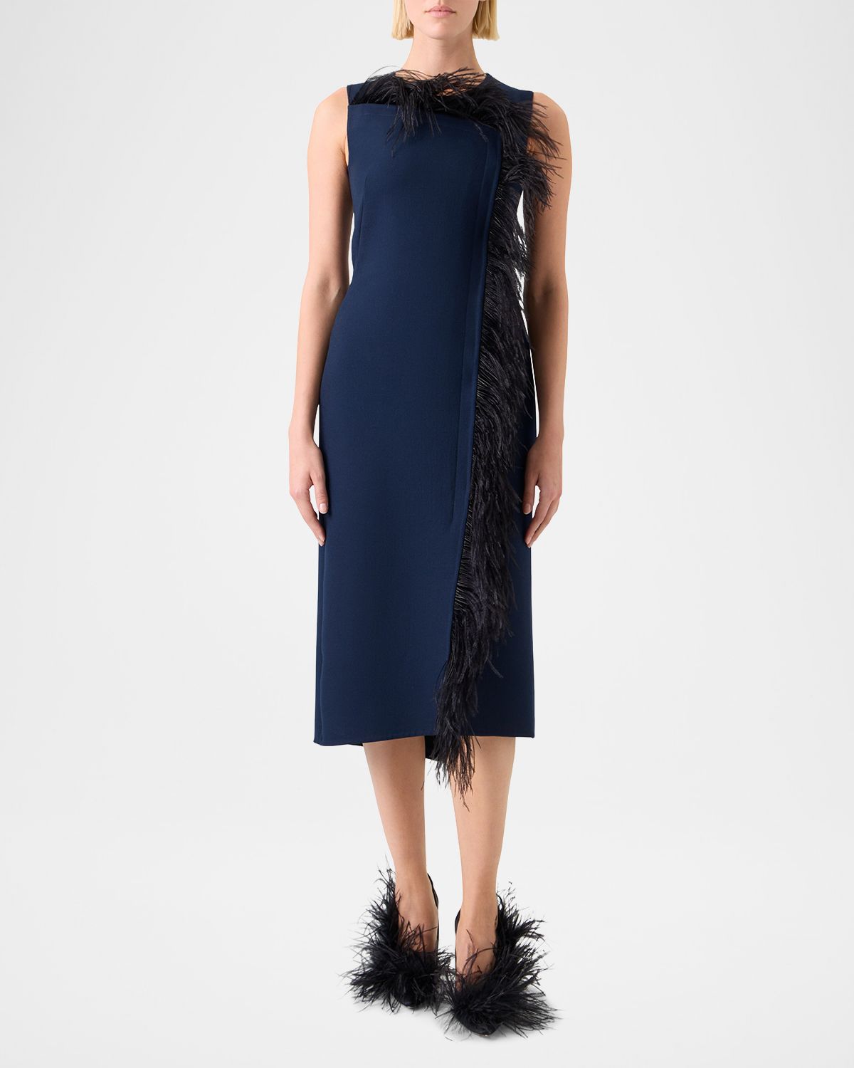 Akris Asymmetric Double-Face Wool Midi Dress