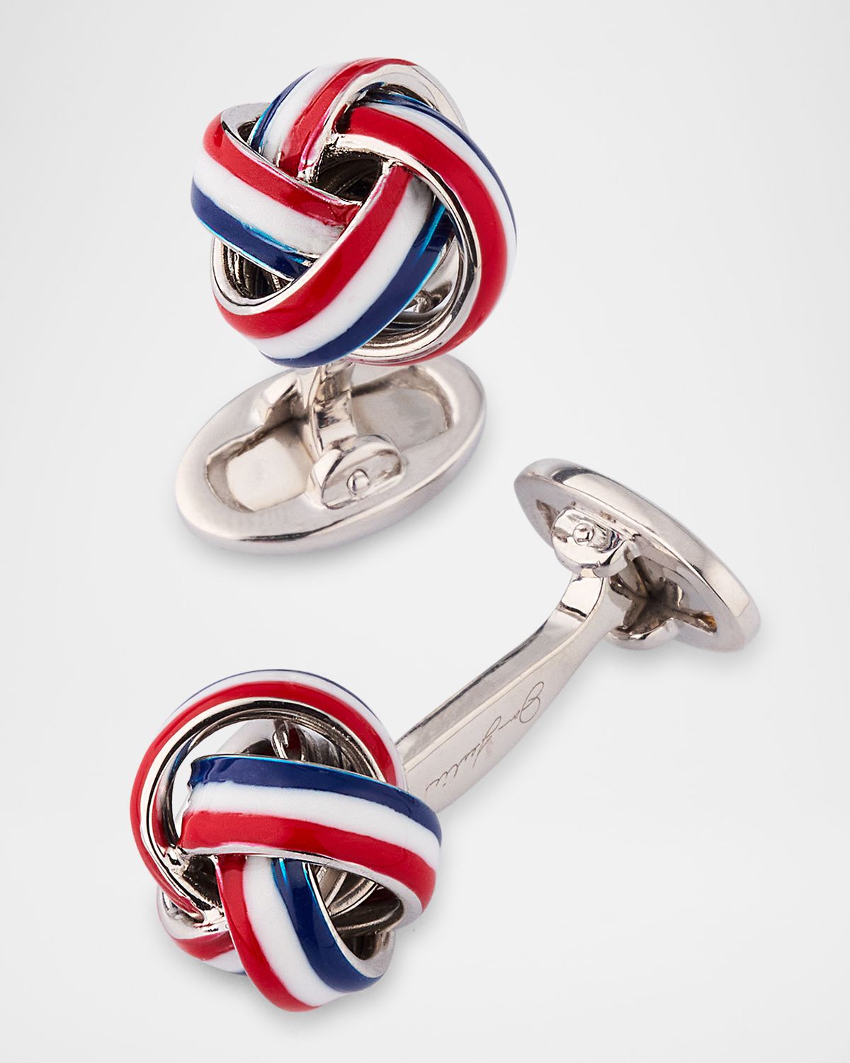 Jan Leslie Men 's Sterling Silver Enamel Knot Cufflinks