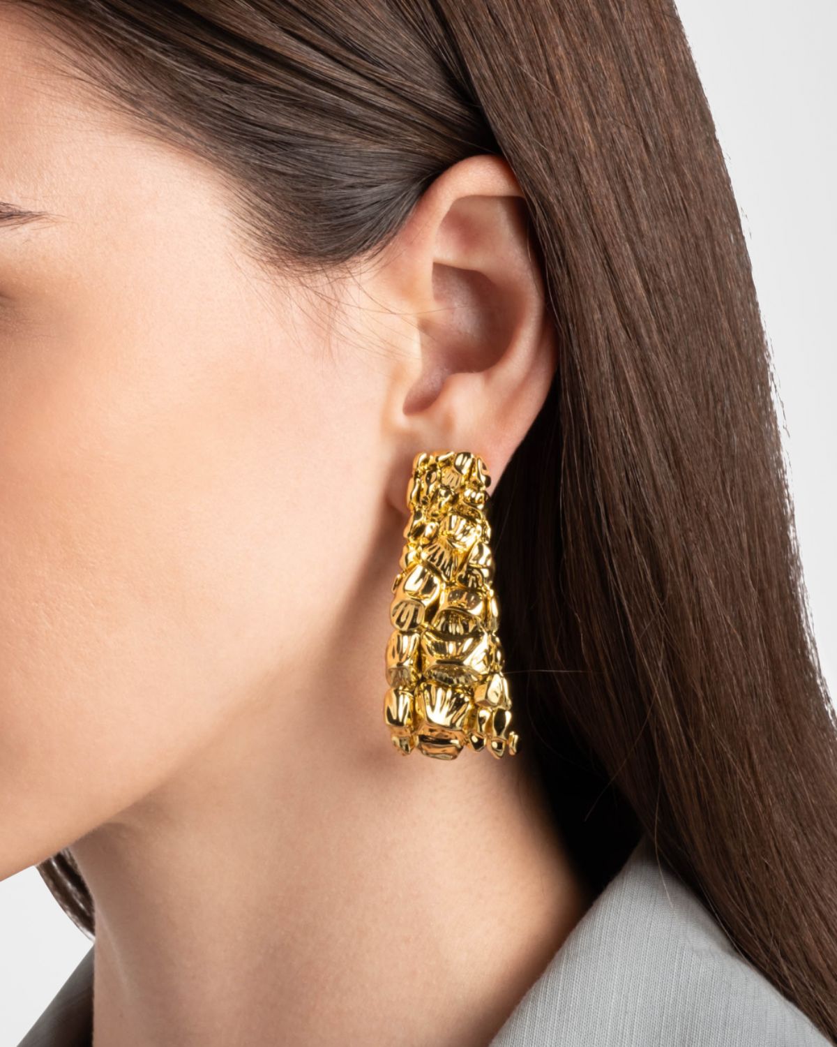 Alexis Bittar Brut Croco Hoop Earrings