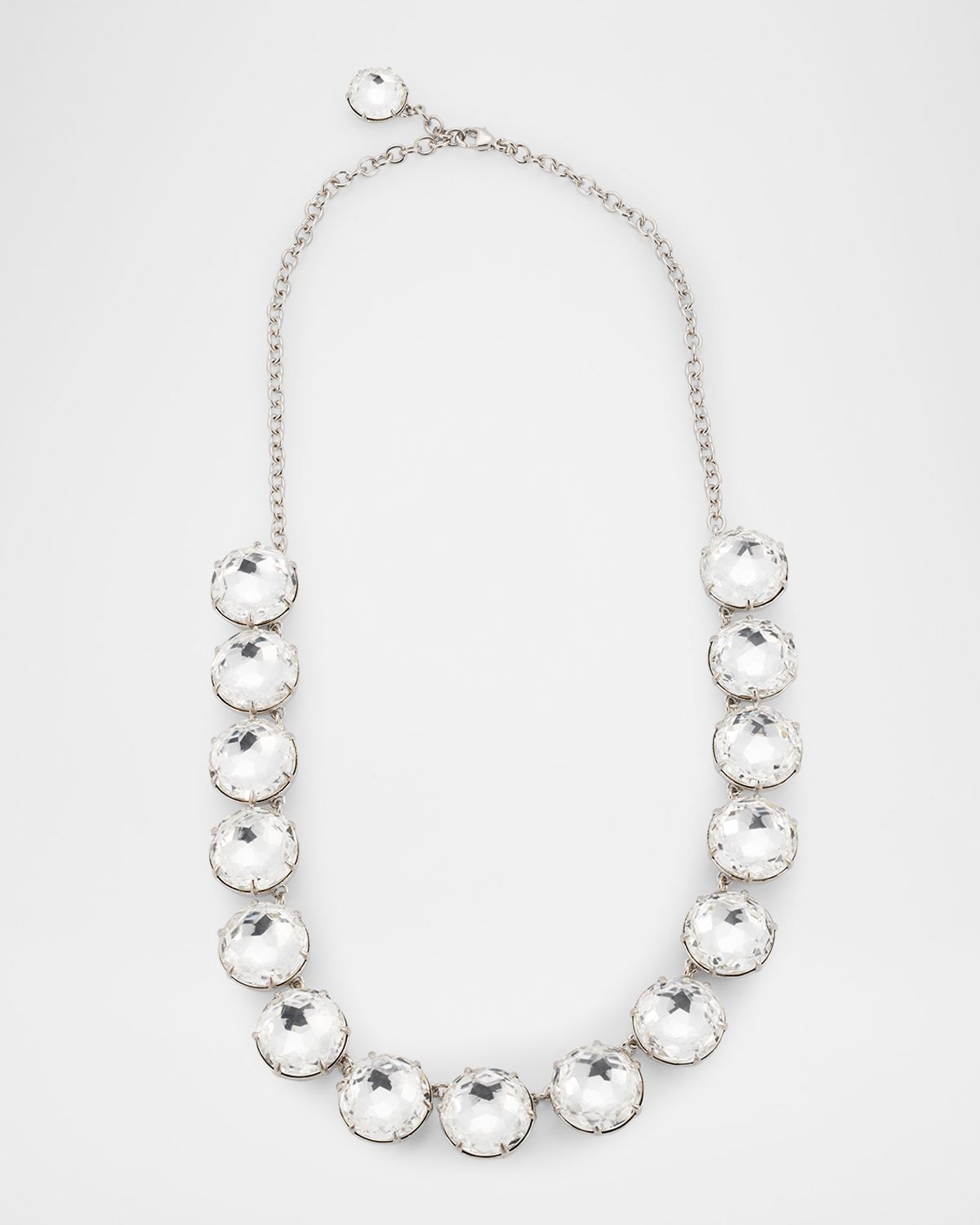 Oscar de la Renta Round Stone Necklace with Prongs, Silver