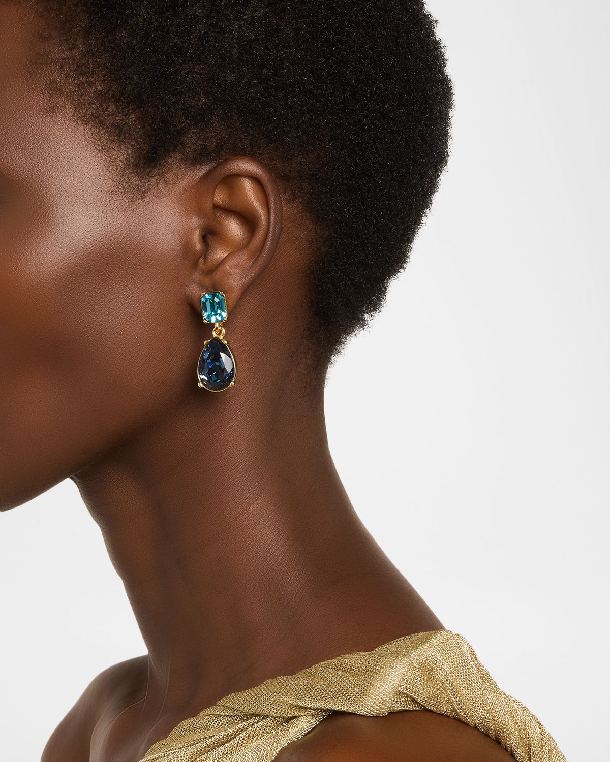 Oscar de la Renta Single Drop Crystal Earrings